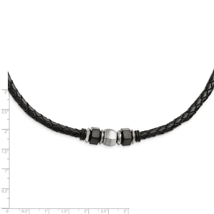 Chisel Necklaces Stainless Steel Brushed Leather Black IPplated Rubber Necklace Chisel Necklaces Stainless Steel Brushed Leather Black IPplated Rubber Necklace