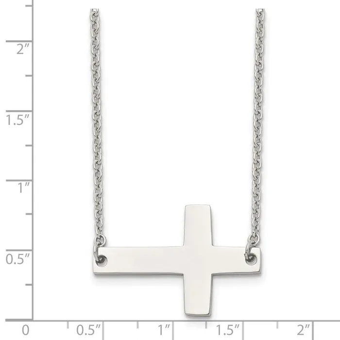 Chisel Necklaces Stainless Steel Polished Sideways Cross Necklace Chisel Necklaces Stainless Steel Polished Sideways Cross Necklace