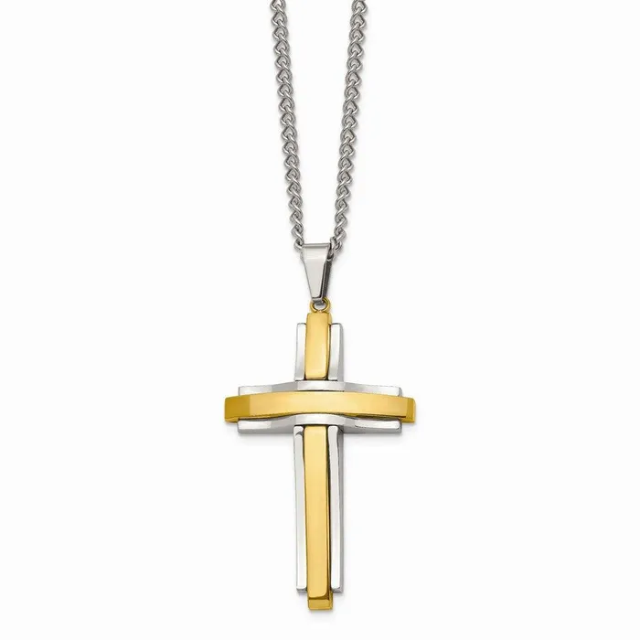 Chisel Necklaces Stainless Steel Polished Yellow IPplated Cross Necklace Chisel Necklaces Stainless Steel Polished Yellow IPplated Cross Necklace