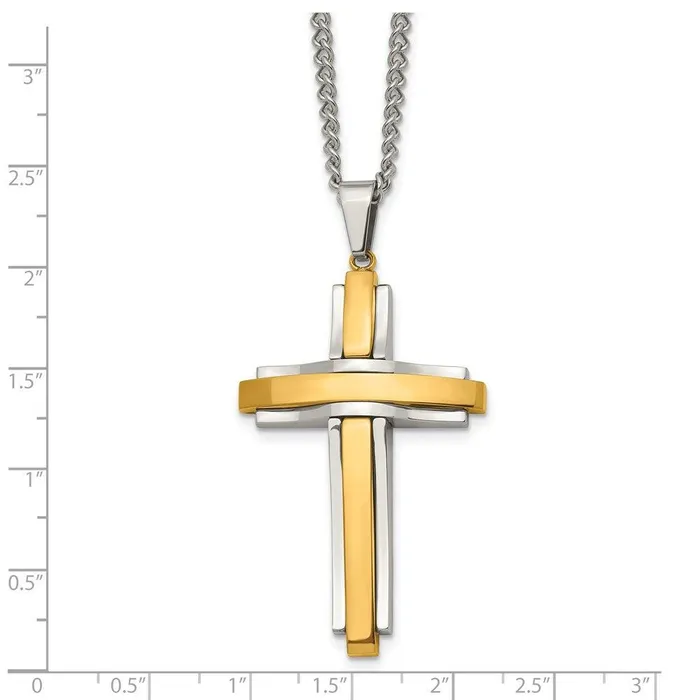 Chisel Necklaces Stainless Steel Polished Yellow IPplated Cross Necklace Chisel Necklaces Stainless Steel Polished Yellow IPplated Cross Necklace