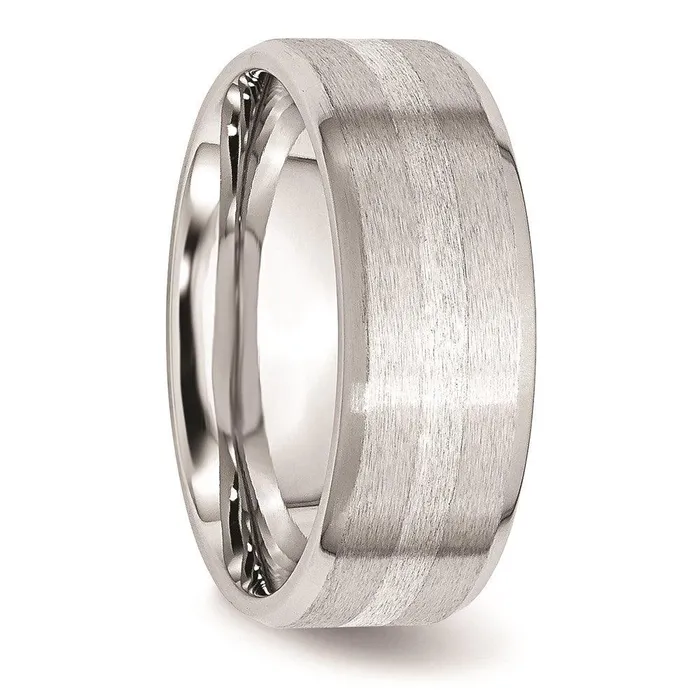 Chisel Rings Cobalt Sterling Silver Inlay SatinPolished Beveled Edge 8mm Band Chisel Rings Cobalt Sterling Silver Inlay SatinPolished Beveled Edge 8mm Band