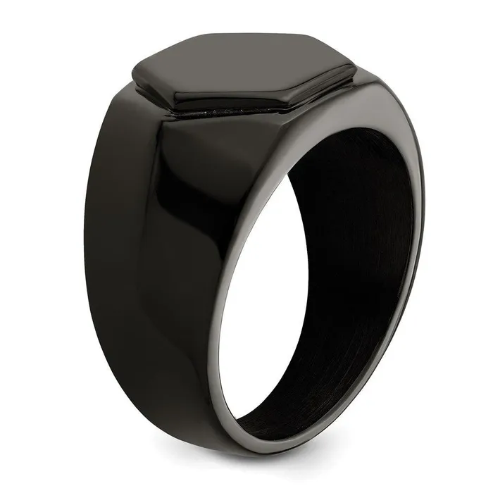 Chisel Rings Stainless Steel Polished Black IPplated Signet Ring Chisel Rings Stainless Steel Polished Black IPplated Signet Ring