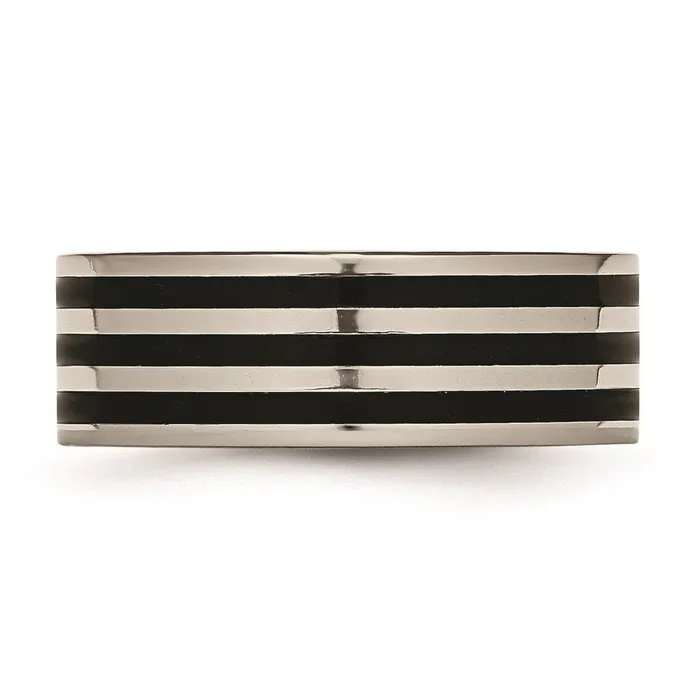Chisel Rings Titanium 8mm Black IPplated Polished Band TB305 Chisel Rings Titanium 8mm Black IPplated Polished Band TB305