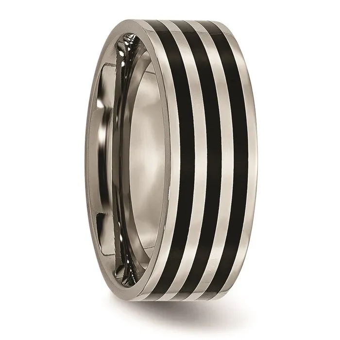 Chisel Rings Titanium 8mm Black IPplated Polished Band TB305 Chisel Rings Titanium 8mm Black IPplated Polished Band TB305