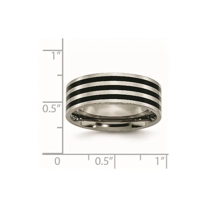 Chisel Rings Titanium 8mm Black IPplated Polished Band TB305 Chisel Rings Titanium 8mm Black IPplated Polished Band TB305