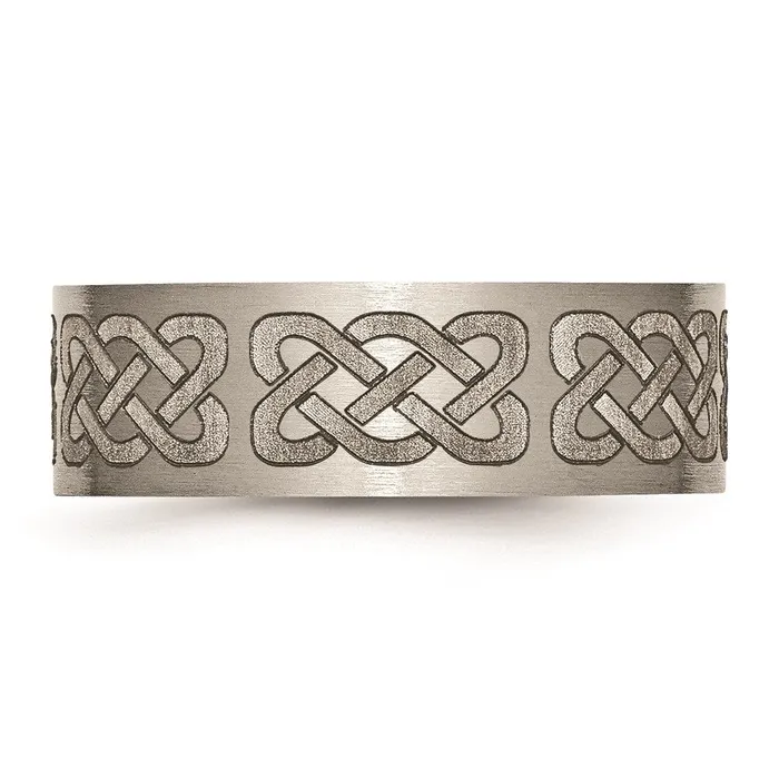 Chisel Rings Titanium Flat 8mm Laser Design Brushed Band TB33B Chisel Rings Titanium Flat 8mm Laser Design Brushed Band TB33B
