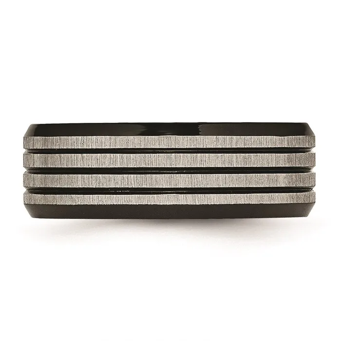 Chisel Rings Titanium Striped 8mm Black IPplated BrushedPolished Band TB309 Chisel Rings Titanium Striped 8mm Black IPplated BrushedPolished Band TB309
