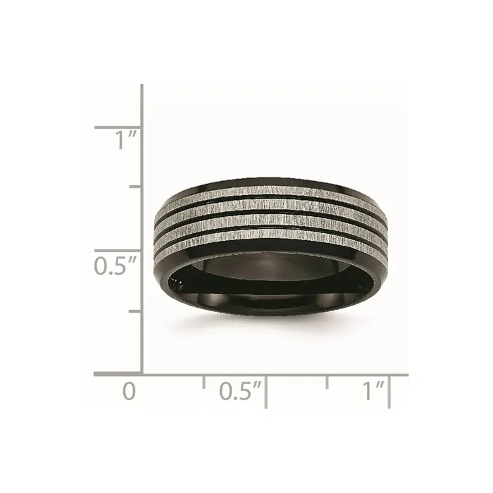 Chisel Rings Titanium Striped 8mm Black IPplated BrushedPolished Band TB309 Chisel Rings Titanium Striped 8mm Black IPplated BrushedPolished Band TB309