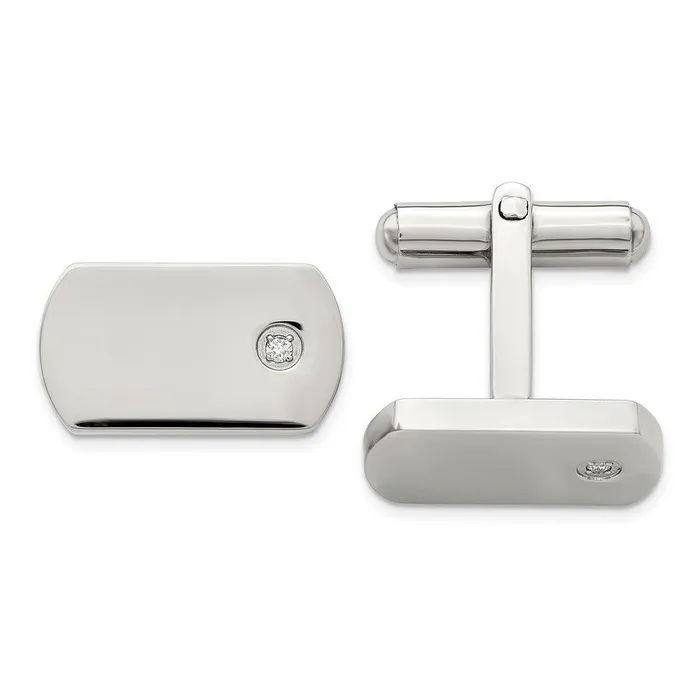 Chisel Stainless Steel Diamond Accent Cufflinks Bracelets
