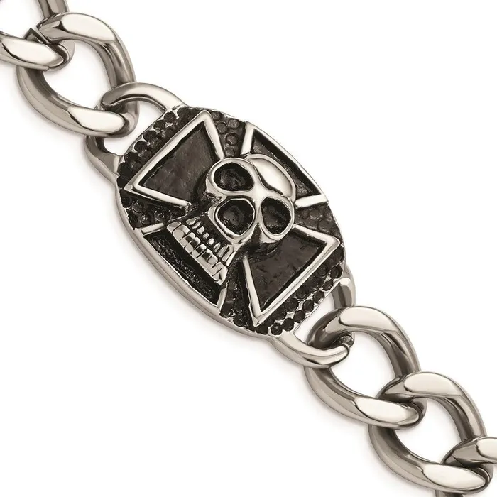 Chisel Stainless Steel Polished Skull Bracelet Bracelets