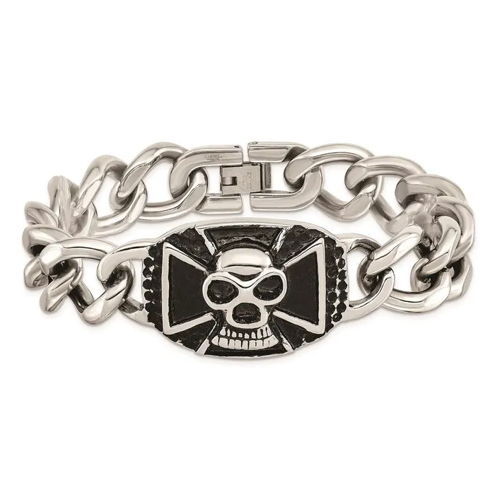 Chisel Stainless Steel Polished Skull Bracelet Bracelets Chisel Stainless Steel Polished Skull Bracelet Bracelets
