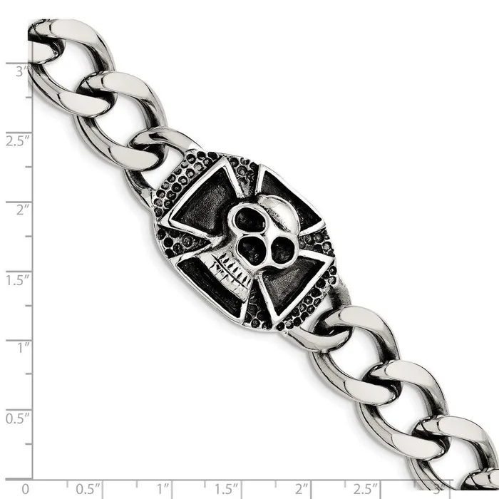Chisel Stainless Steel Polished Skull Bracelet Bracelets Chisel Stainless Steel Polished Skull Bracelet Bracelets