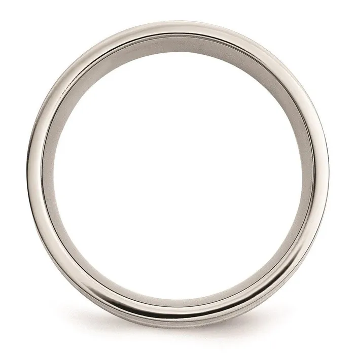 Chisel Stainless Steel Sterling Silver Inlay Flat 8mm Polished Band Rings Chisel Stainless Steel Sterling Silver Inlay Flat 8mm Polished Band Rings