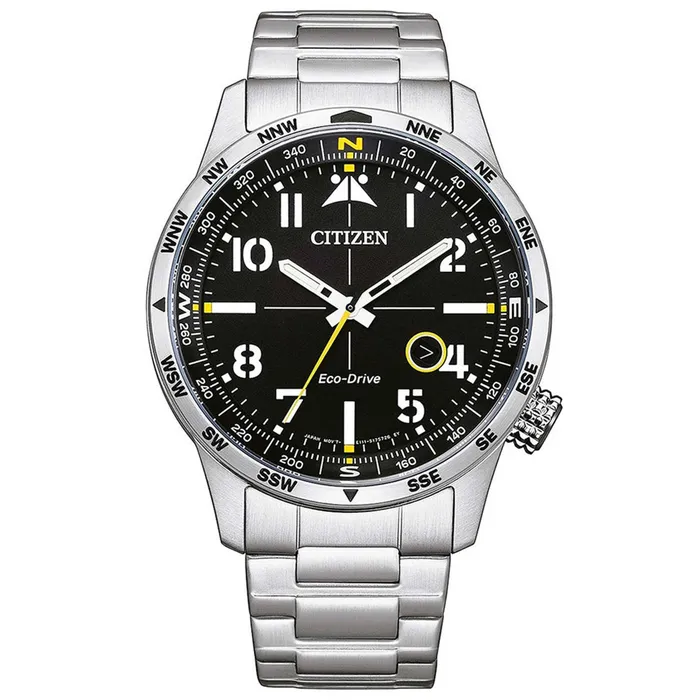 Citizen Bracelets Citizen Mens Watch EcoDrive Black Dial Silver Tone Bracelet Compass BM755087E Citizen Bracelets Citizen Mens Watch EcoDrive Black Dial Silver Tone Bracelet Compass BM755087E