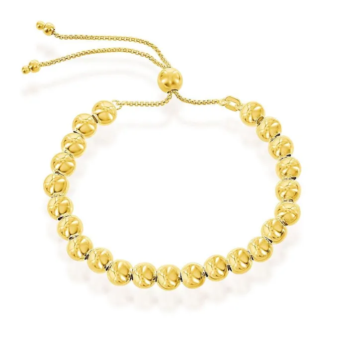 Classic Bracelets Sterling Silver Gold Plated 6mm Round Beads Bolo Bracelet Classic Bracelets Sterling Silver Gold Plated 6mm Round Beads Bolo Bracelet