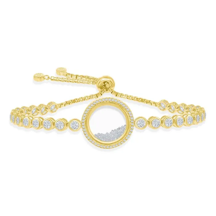 Classic Bracelets Sterling Silver GP Floating White CZ in a Disc BezelSet Bracelet Classic Bracelets Sterling Silver GP Floating White CZ in a Disc BezelSet Bracelet