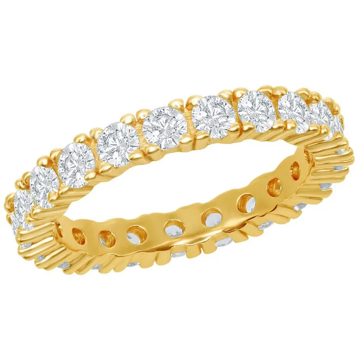 Classic Classic Womens Gold Plated 3mm CZ Eternity Ring W2499 Rings