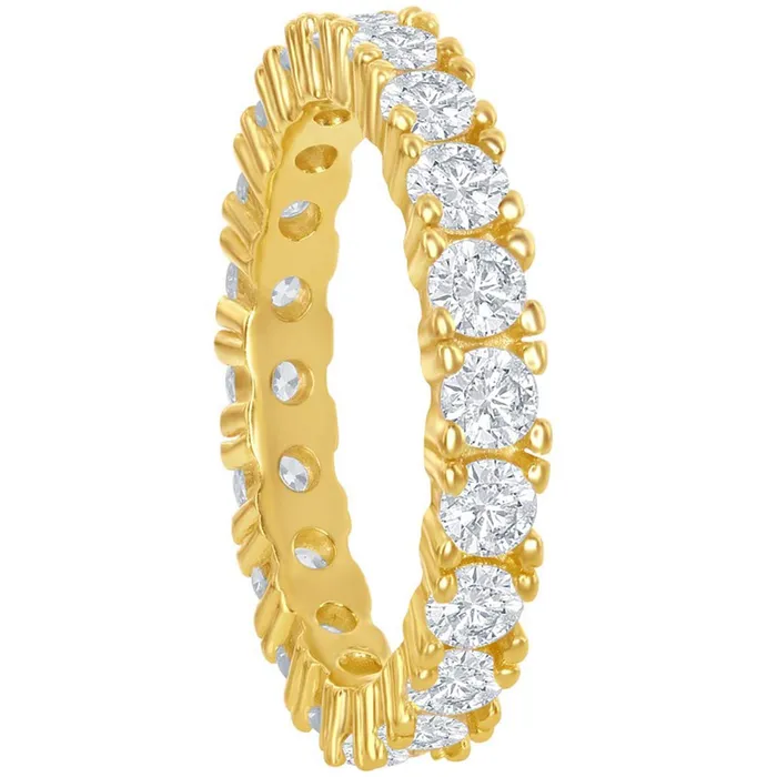 Classic Classic Womens Gold Plated 3mm CZ Eternity Ring W2499 Rings