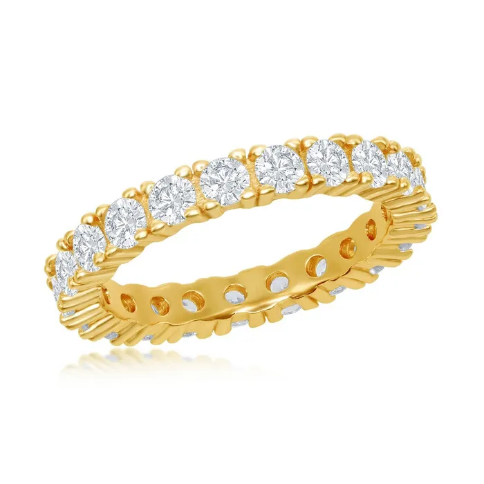 Classic Classic Womens Gold Plated 3mm CZ Eternity Ring W2499 Rings