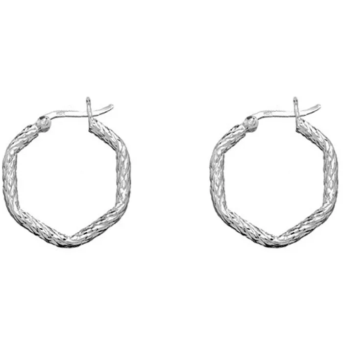 Classic Earrings Classic Womens Earrings Sterling Silver 7Sided Square Hoop Hinged Closure A1710