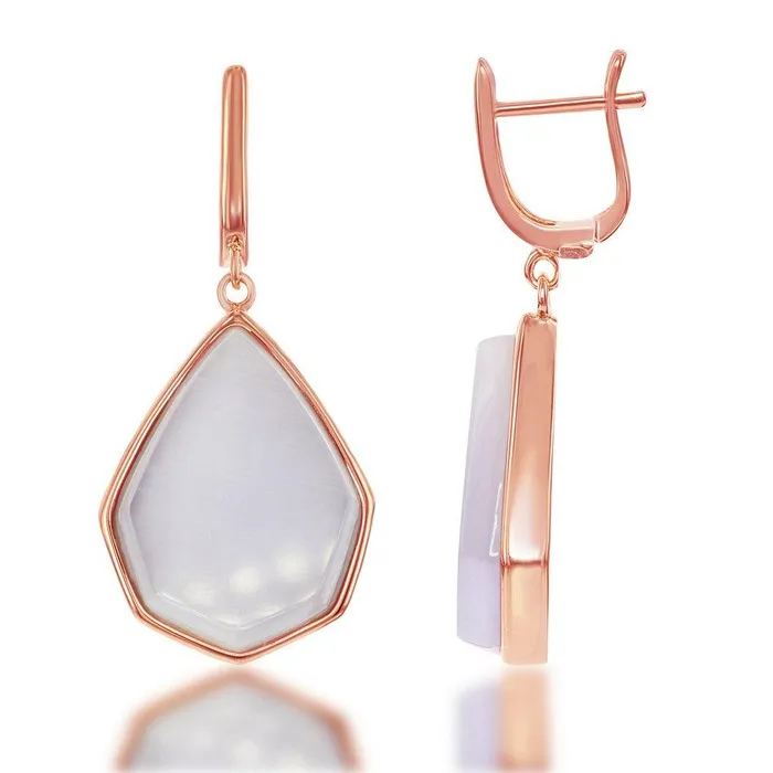 Classic Earrings Sterling Silver Rose GP Violet Cats Eye Teardrop Earrings Classic Earrings Sterling Silver Rose GP Violet Cats Eye Teardrop Earrings