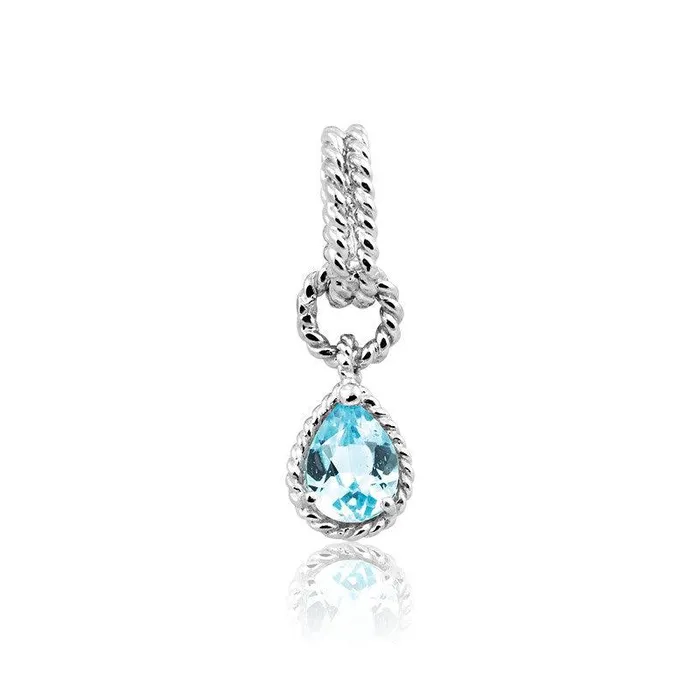 Classic Necklaces Sterling Silver Blue Topaz Pear Gemstone Pendant