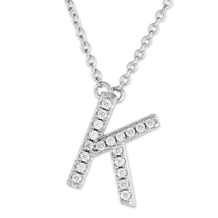 Classic Necklaces Sterling Silver Micro Pave K Pendant Necklace