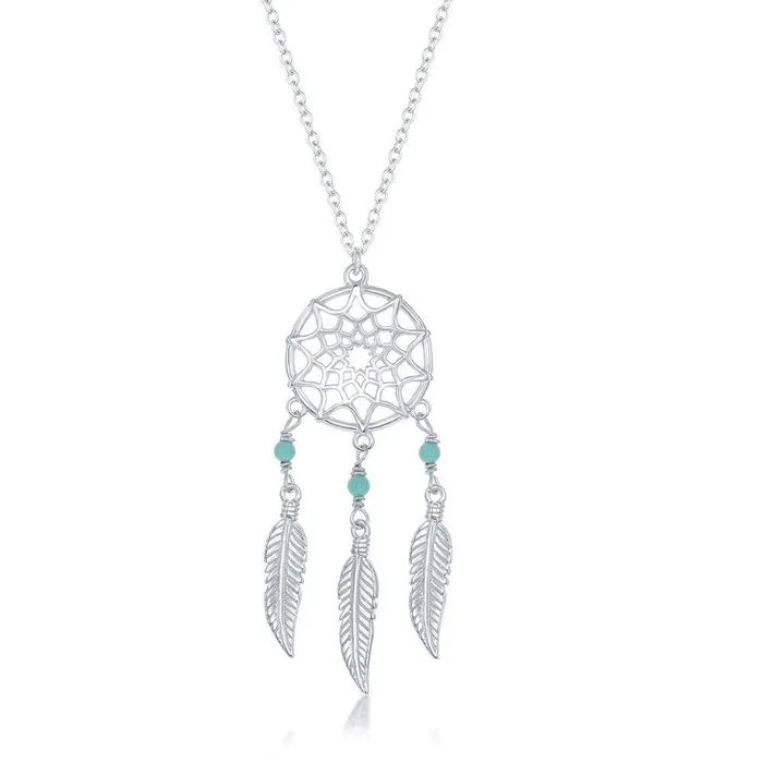 Classic Necklaces Sterling Silver Turquoise Dream Catcher Necklace