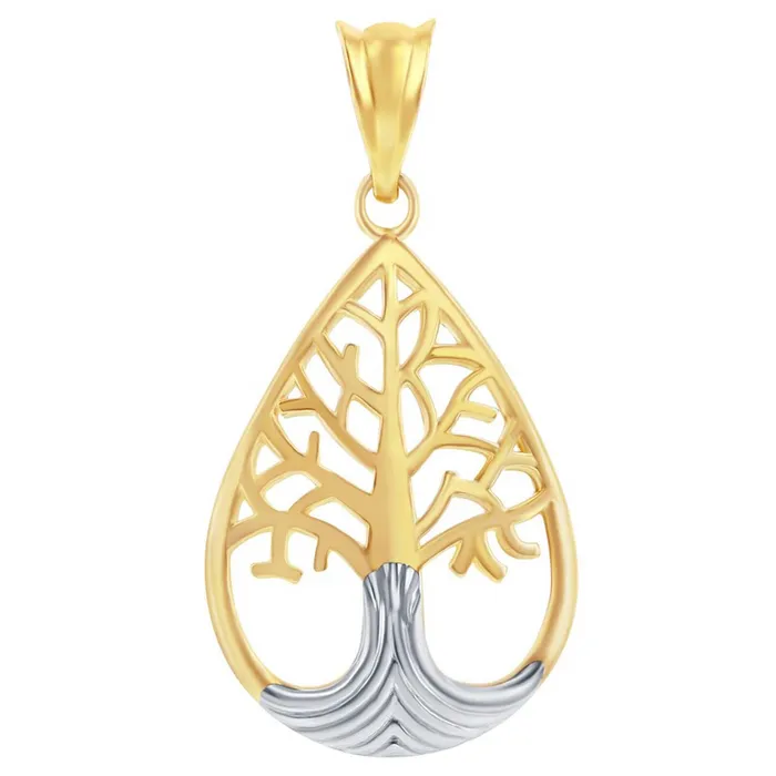 Classic Necklaces Womens Pendant 14K Yellow and White Gold Tree of Life 14J210 Classic Necklaces Womens Pendant 14K Yellow and White Gold Tree of Life 14J210
