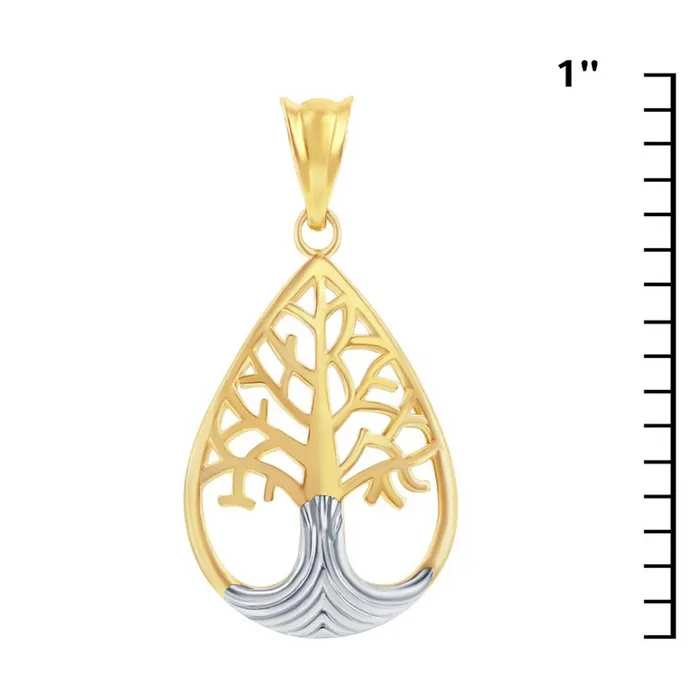 Classic Necklaces Womens Pendant 14K Yellow and White Gold Tree of Life 14J210 Classic Necklaces Womens Pendant 14K Yellow and White Gold Tree of Life 14J210