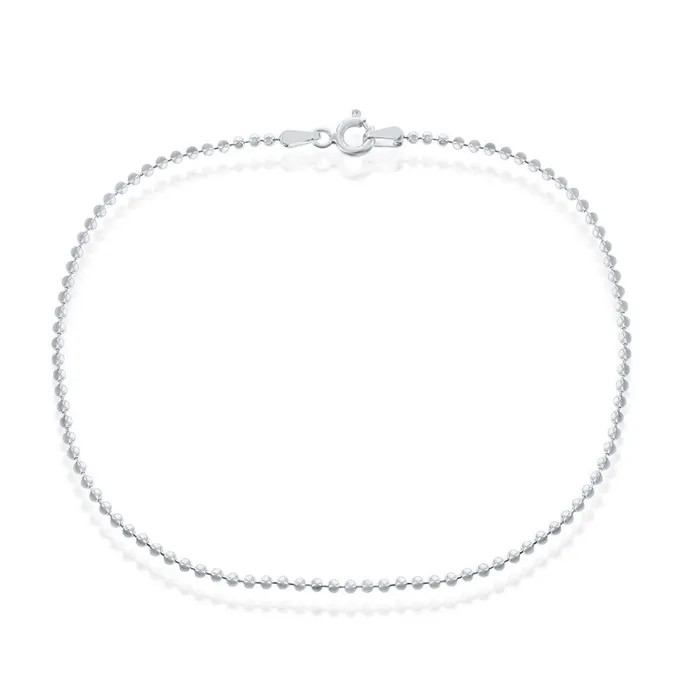 Classic Rings Classic Womens Anklet Sterling Silver 18mm DiamondCut Beaded R9258 Classic Rings Classic Womens Anklet Sterling Silver 18mm DiamondCut Beaded R9258