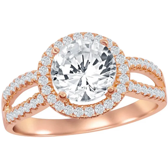Classic Rings Classic Womens Rose Gold Halo Style CZ Ring W1828