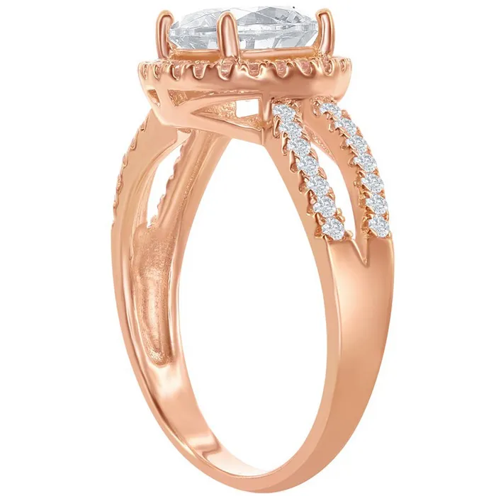 Classic Rings Classic Womens Rose Gold Halo Style CZ Ring W1828