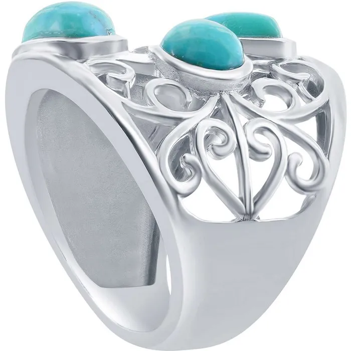 Classic Rings Classic Womens Turquoise Leaf Designed Ring W2734