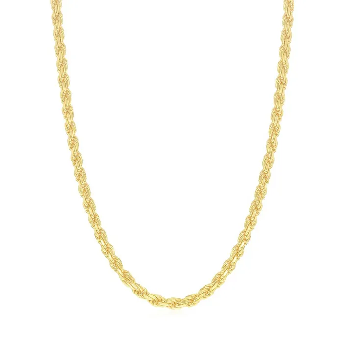 Classic Rings Mens Chain Gold Plated Diamond Cut 3mm Rope 18 Inch Q564218