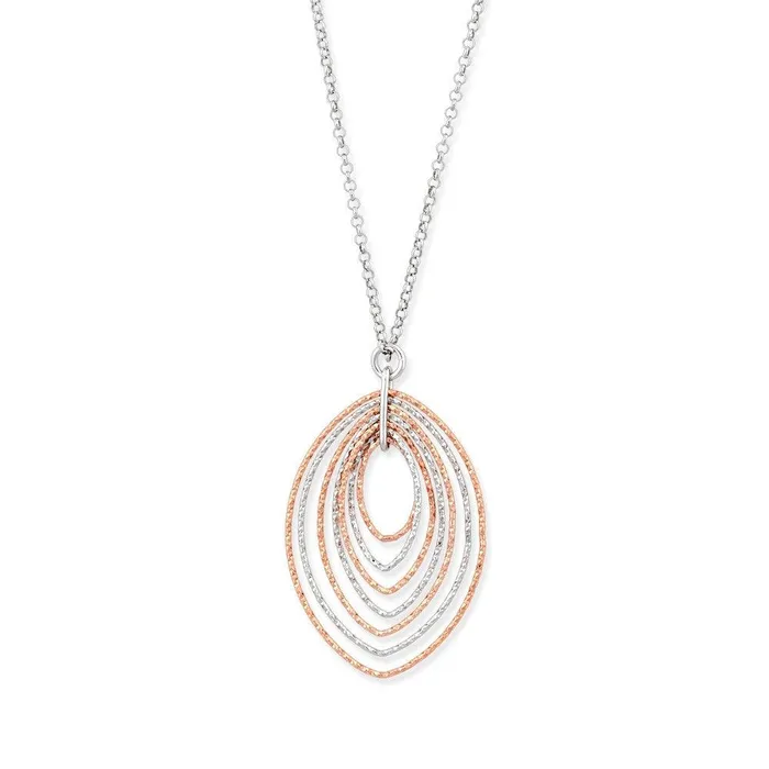 Classic Sterling Silver Rose Gold Marquise Pendant Necklace Necklaces