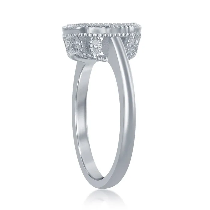 Classic Sterling Silver Square White Inlay Opal Ring W2521 Rings