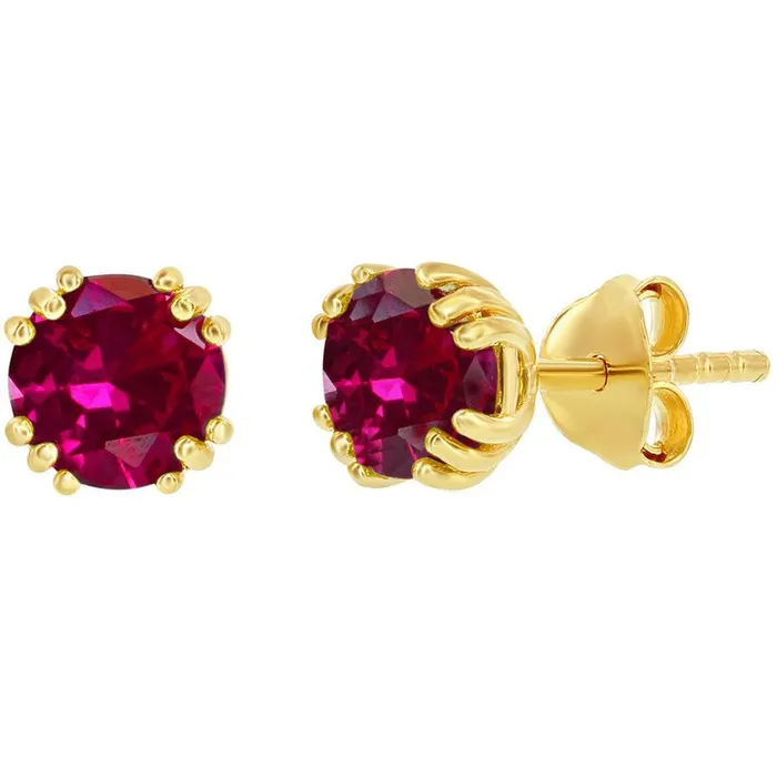 Classic Womens Earrings Gold Plated July Birthstone Round Shape 6mm Stud D8280 Classic Earrings Classic Womens Earrings Gold Plated July Birthstone Round Shape 6mm Stud D8280 Classic Earrings