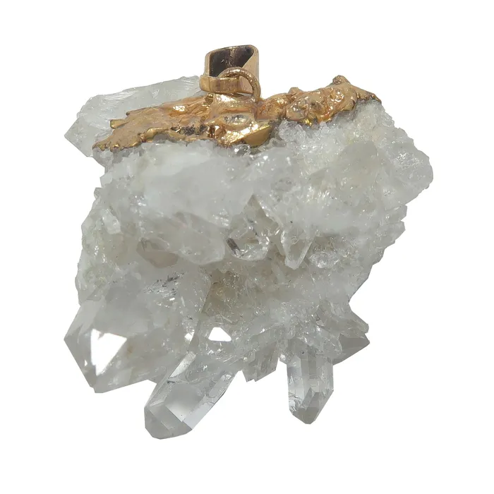 Clear Quartz Pendant Crystal Cluster Energy Gold Satin Crystals PreStyled Sets Clear Quartz Pendant Crystal Cluster Energy Gold Satin Crystals PreStyled Sets