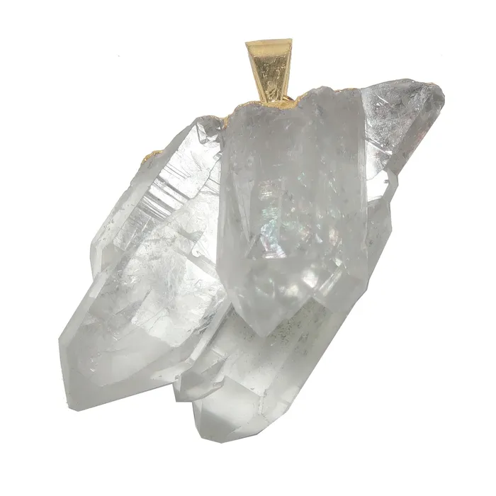 Clear Quartz Pendant Crystal Cluster Energy Gold Satin Crystals PreStyled Sets