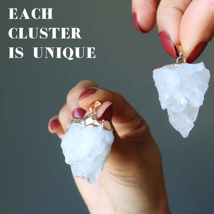 Clear Quartz Pendant Crystal Cluster Energy Gold Satin Crystals PreStyled Sets