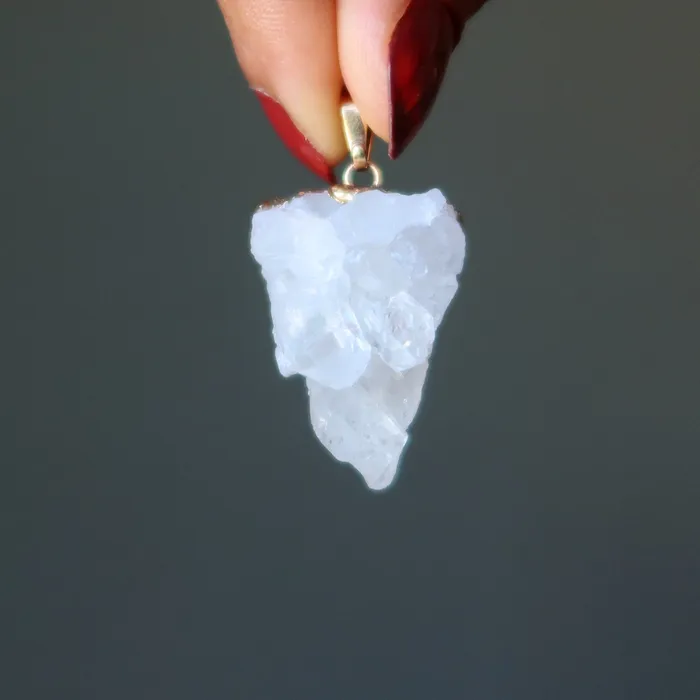 Clear Quartz Pendant Crystal Cluster Energy Gold Satin Crystals PreStyled Sets