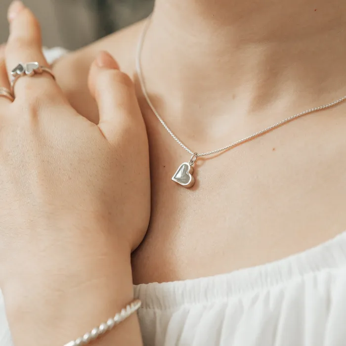 closebymejewelry Necklaces Dainty Heart Cremation Necklace in 14K White Gold