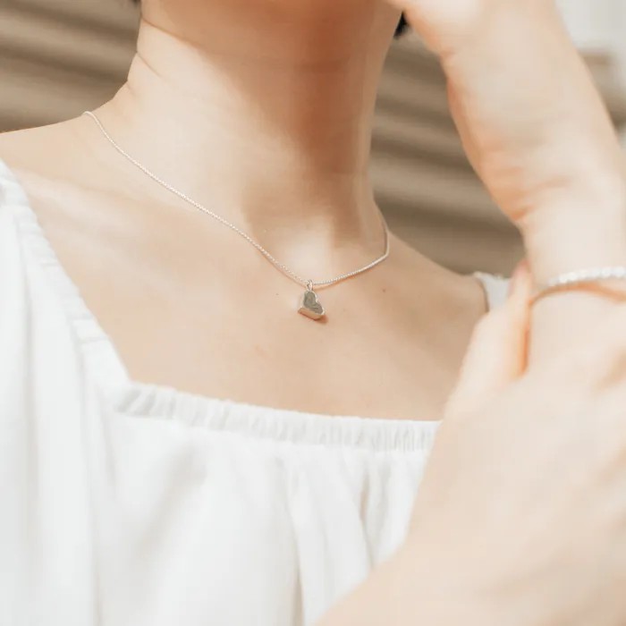 closebymejewelry Necklaces Dainty Heart Cremation Necklace in 14K White Gold