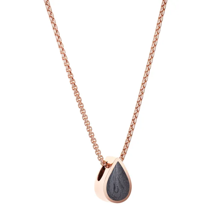 closebymejewelry Necklaces Small Sliding Pear Cremation Necklace in 14K Rose Gold