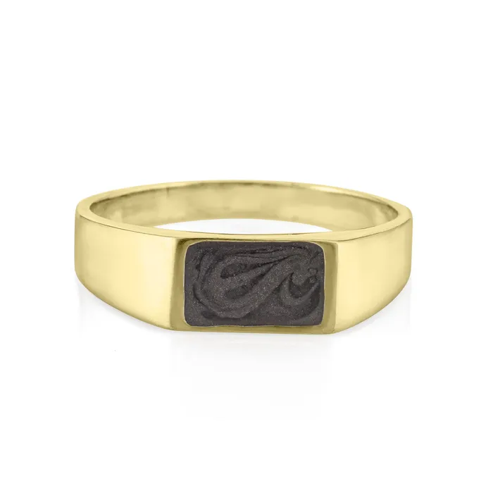 closebymejewelry Rings Rectangle Signet Cremation Ring in 14K Yellow Gold