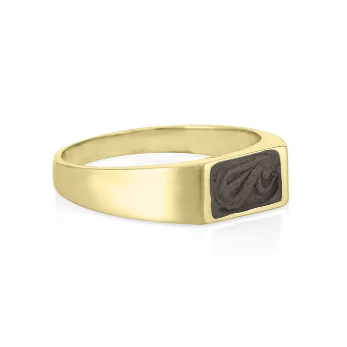 closebymejewelry Rings Rectangle Signet Cremation Ring in 14K Yellow Gold