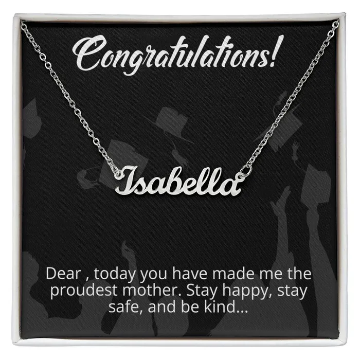 Congratulations From Mother to Daughter Message Card Custom Name Necklace ShineOn Fulfillment Necklaces Congratulations From Mother to Daughter Message Card Custom Name Necklace ShineOn Fulfillment Necklaces