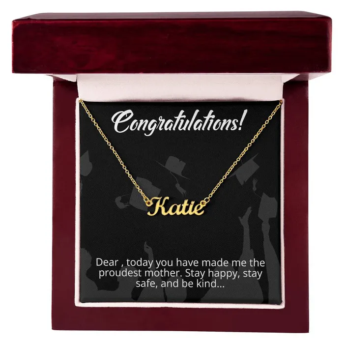 Congratulations From Mother to Daughter Message Card Custom Name Necklace ShineOn Fulfillment Necklaces