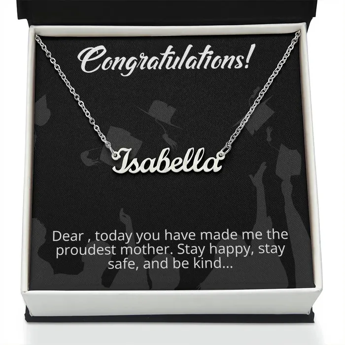 Congratulations From Mother to Daughter Message Card Custom Name Necklace ShineOn Fulfillment Necklaces